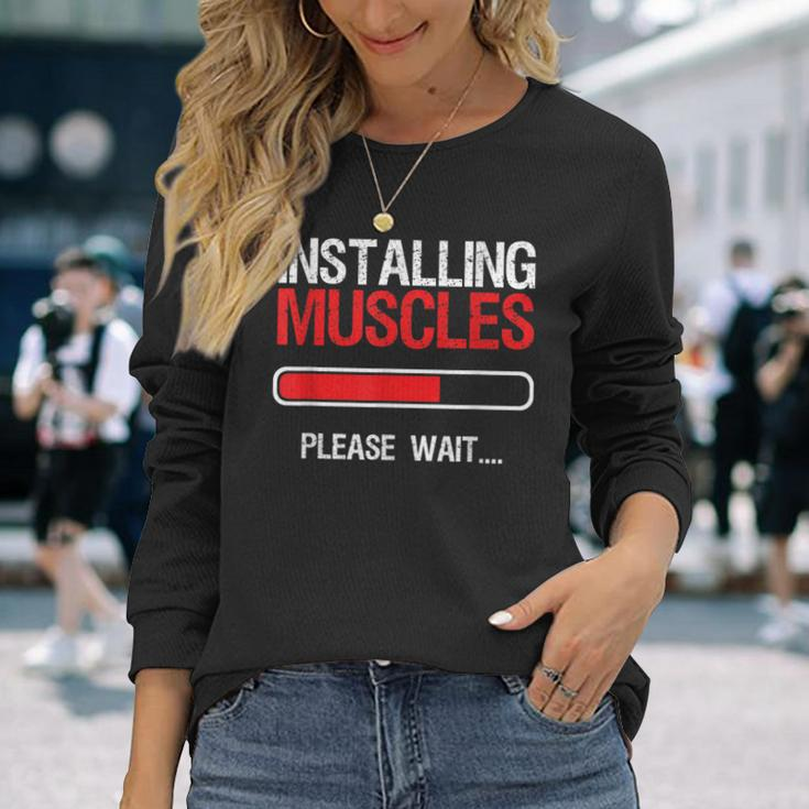 Bodybuilding Weightlifting Installing Muscle Long Sleeve T-Shirt Gifts for Her
