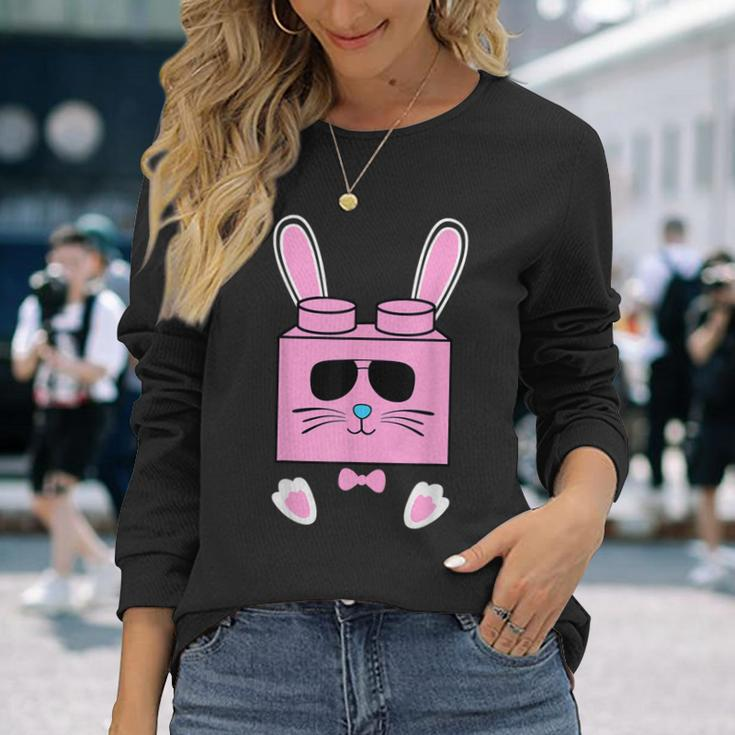 Brick Rabbit Building Blocks Easter Day Master Builder Long Sleeve T-Shirt Gifts for Her