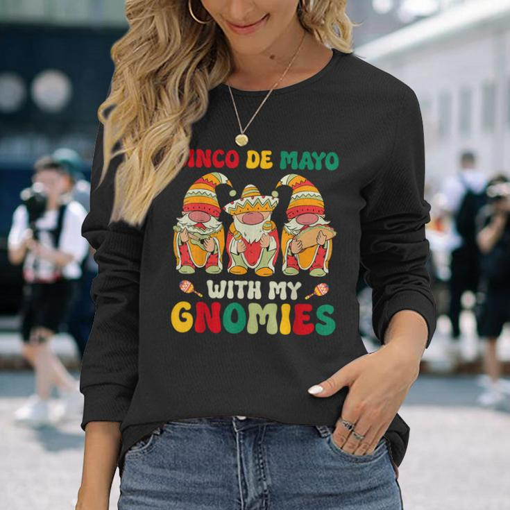 Cinco De Mayo With My Gnomies Trio Gnomes Boys Girls Long Sleeve T-Shirt Gifts for Her