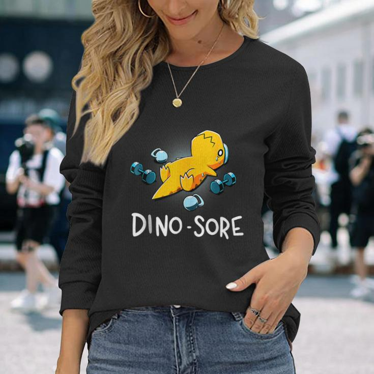 Dinosaur Workout Gym Fitness Lifting Cute Dino Sore Long Sleeve T-Shirt Gifts for Her