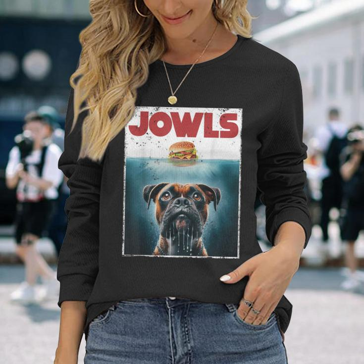 Drooling Boxer Jowls Fawn Dog Mom Dog Dad Burger Long Sleeve T-Shirt Gifts for Her