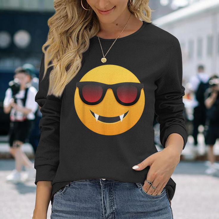 Easy Vampire Face Emoticon Long Sleeve T-Shirt Gifts for Her