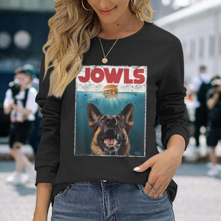 German Shepherd Jowls Hamburger Gsg Dog Mom Dog Dad Long Sleeve T-Shirt Gifts for Her