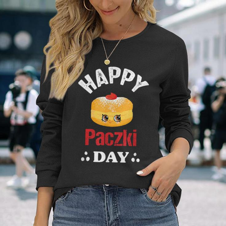 Happy Paczki Day Polish Fat Thursday Donut Poland Long Sleeve T-Shirt Gifts for Her