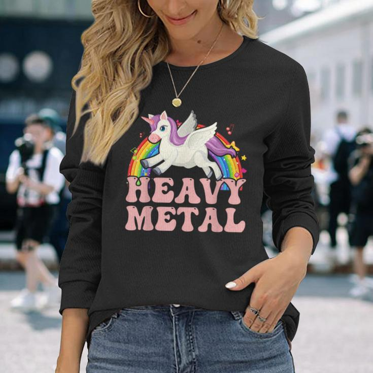 Ironic Cool Unicorn Heavy Metal Music Festival Long Sleeve T-Shirt Gifts for Her