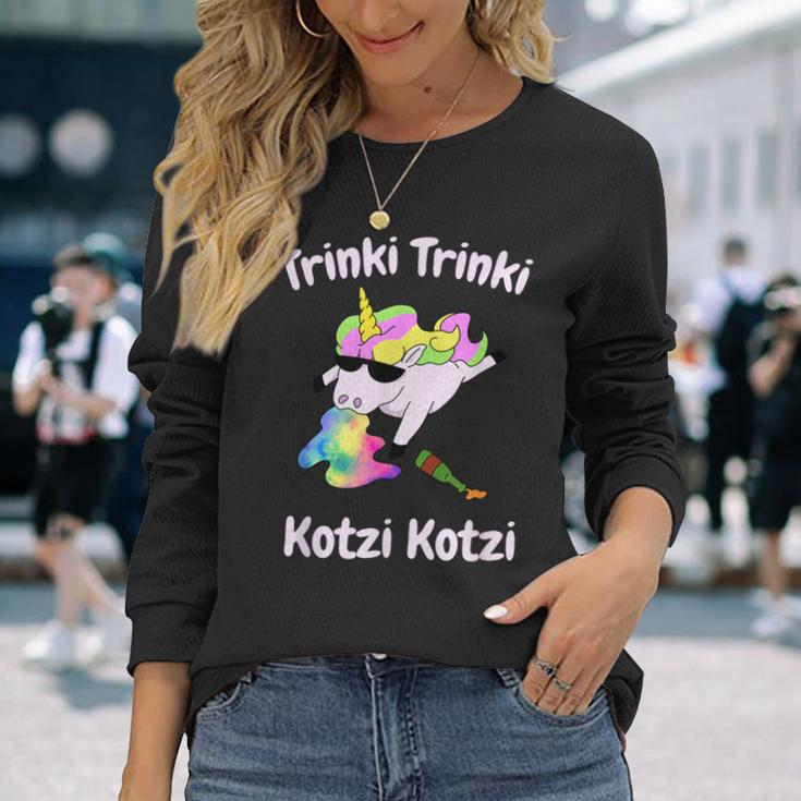 Party Unicorn Saufen Trinki Kotzi Langarmshirts Geschenke für Sie