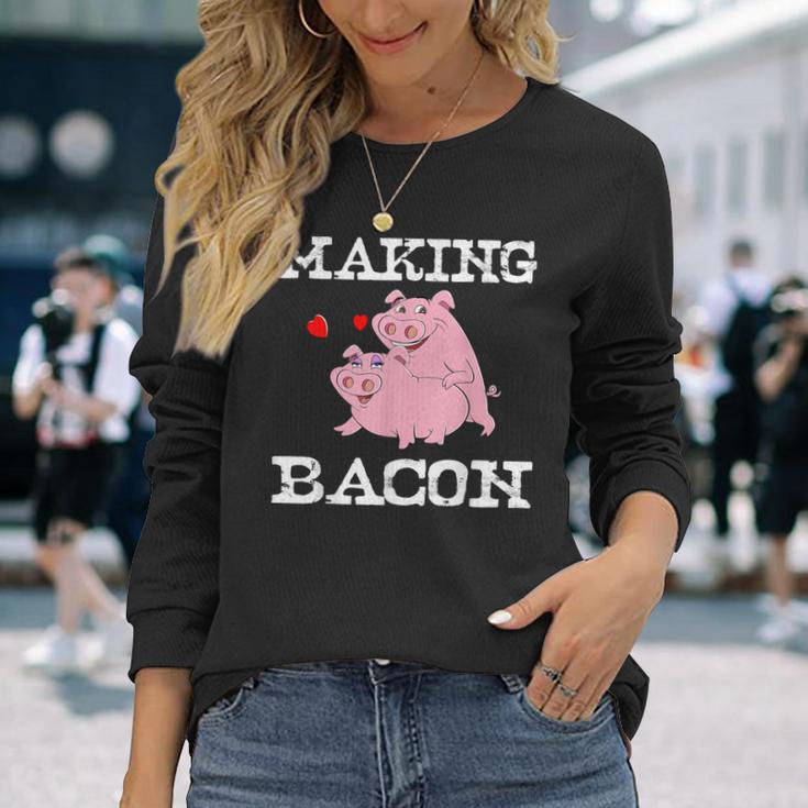 Pigs Making Bacon Cute Pork Breakfast Women Long Sleeve T Shirt Monsterry