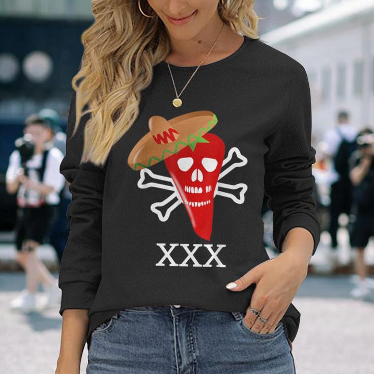 Red Hot Chili Ghost Pepper Food Humor Long Sleeve T-Shirt Gifts for Her