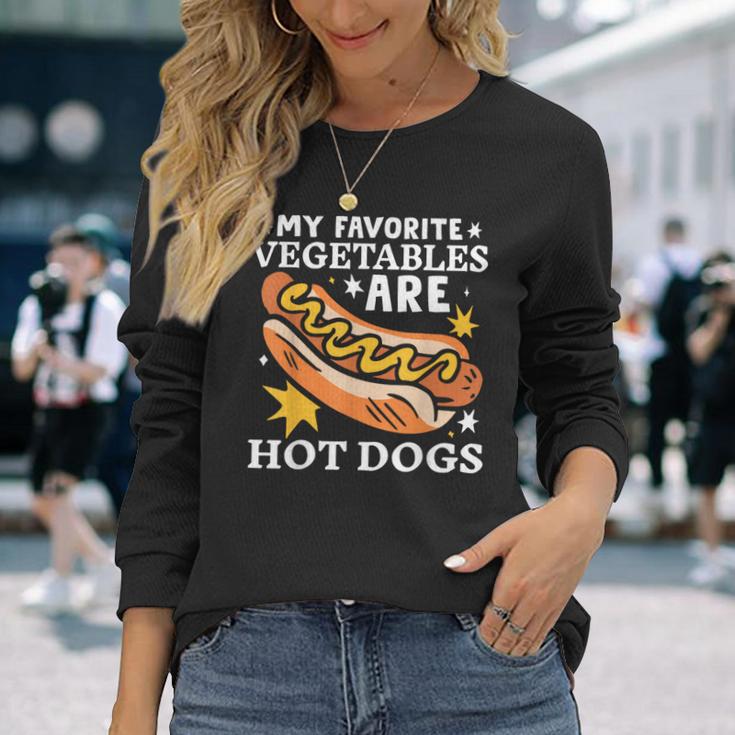 Sausage Bbg Hot Dogs Lover Hotdog Long Sleeve T-Shirt Gifts for Her