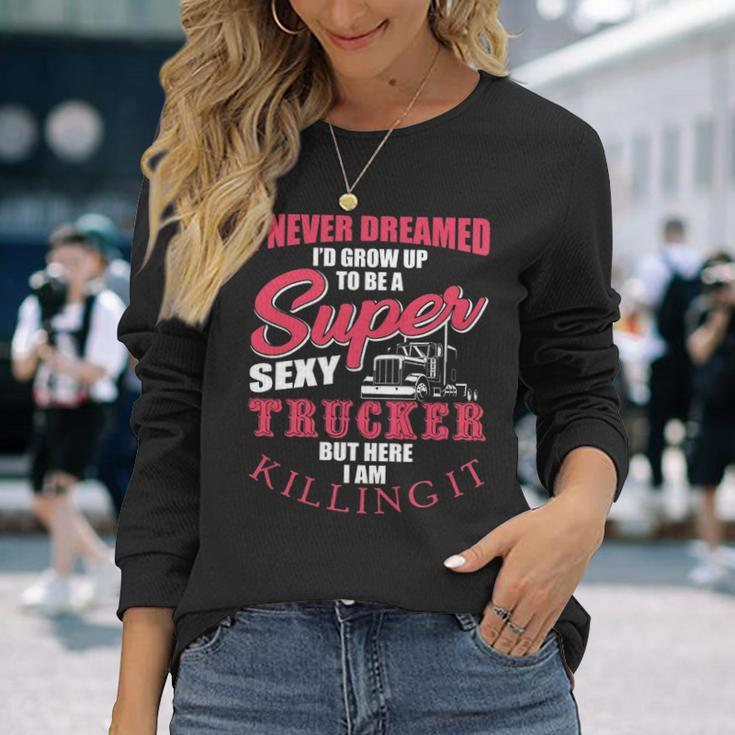 Truck Driver Semi Big Rig Trucking Trailer Truck Long Sleeve T-Shirt Gifts for Her