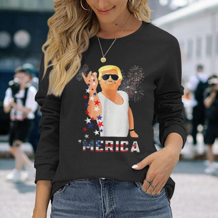 Trump Salt Merica Freedom 4Th Of July Usa Flag 2024 Long Sleeve T-Shirt Gifts for Her