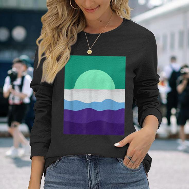 Gay Male Pride Horizon Vincian Sunset Subtle Lgbt Mlm Long Sleeve T-Shirt Gifts for Her