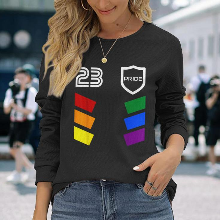 Gay Pride 2023 Retro Soccer Fan Jersey Lgbt Long Sleeve T-Shirt Gifts for Her