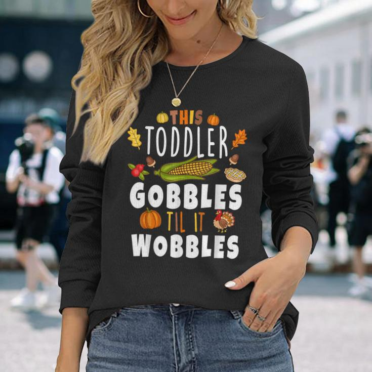 Gobble Till You Wobble Toddler Boys Thanksgiving Pumpkin Long Sleeve T-Shirt Gifts for Her