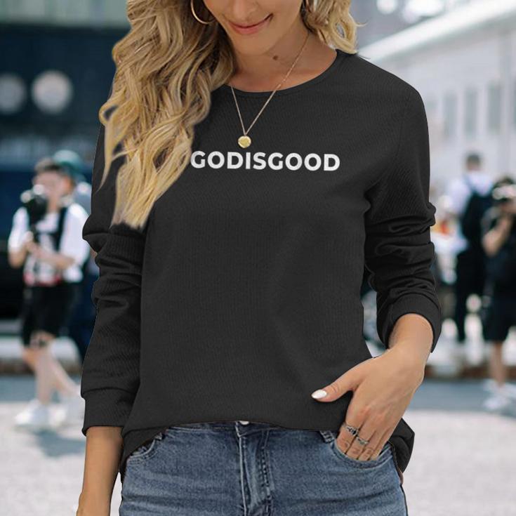 Godisgood Trendy God Is Good Hashtag Long Sleeve T-Shirt Gifts for Her