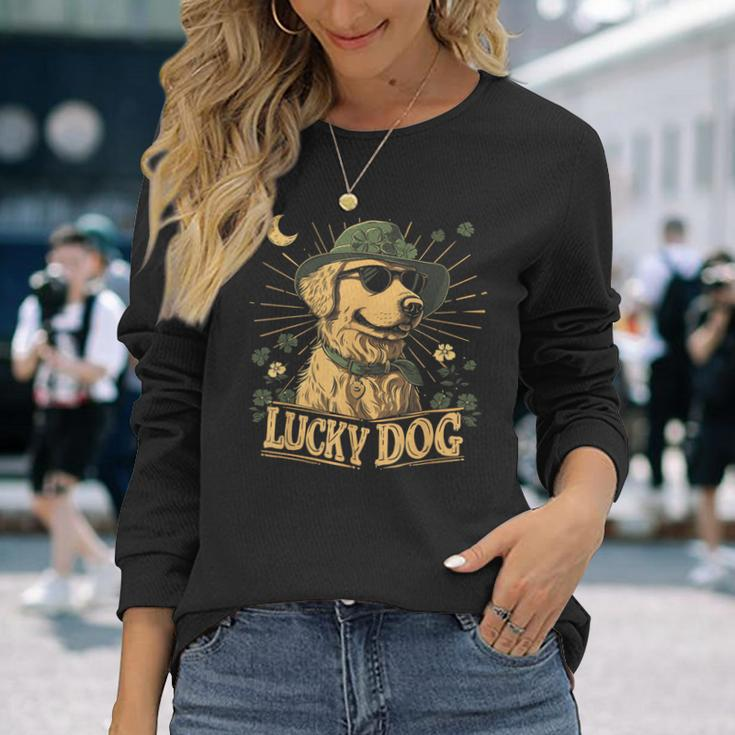 Golden Retriever Dog St Patrick's Day Saint Paddy's Irish Long Sleeve T-Shirt Gifts for Her