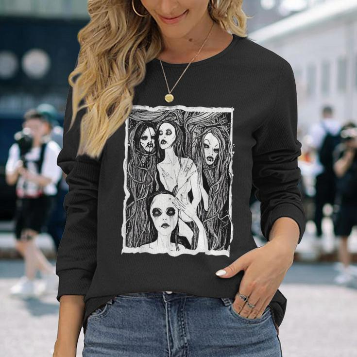 Goth Aesthetic Grunge Occult Emo Satanic Dark Fantasy Long Sleeve T-Shirt Gifts for Her