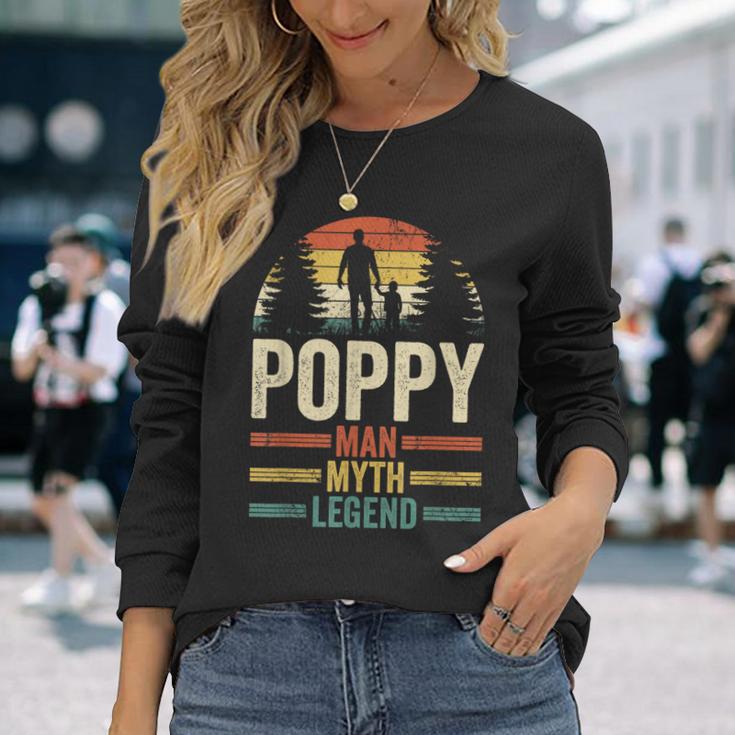 Grandad Grandfather Poppy Man Myth Legend Fathers Day Long Sleeve T-Shirt Gifts for Her