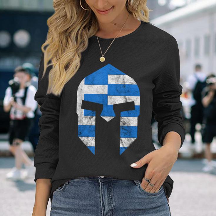 Greek Gladiators Spartan Helmet Greece Sparta Long Sleeve T-Shirt Gifts for Her