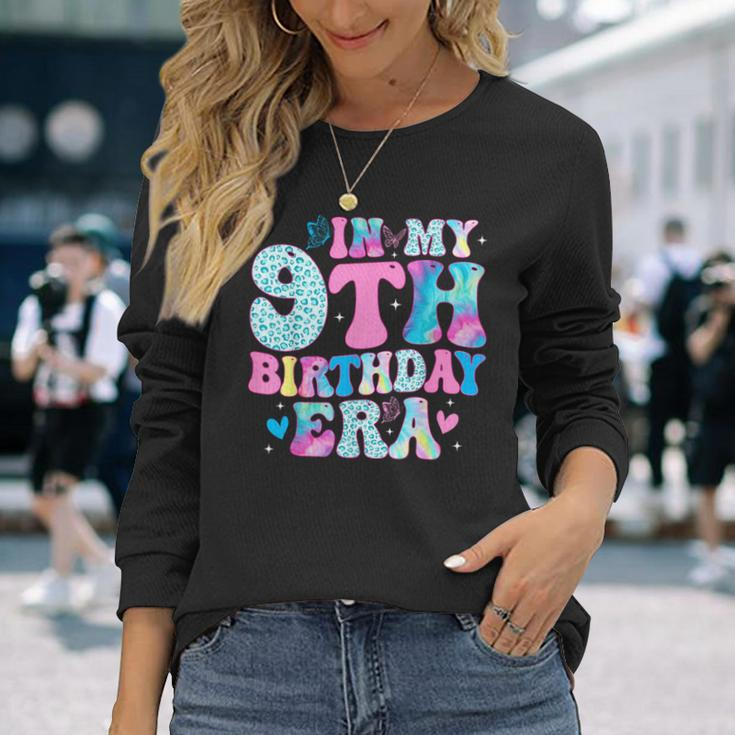 Groovy In My 9Th Birthday Era Nine 9 Years Old Birthday Long Sleeve T-Shirt Gifts for Her