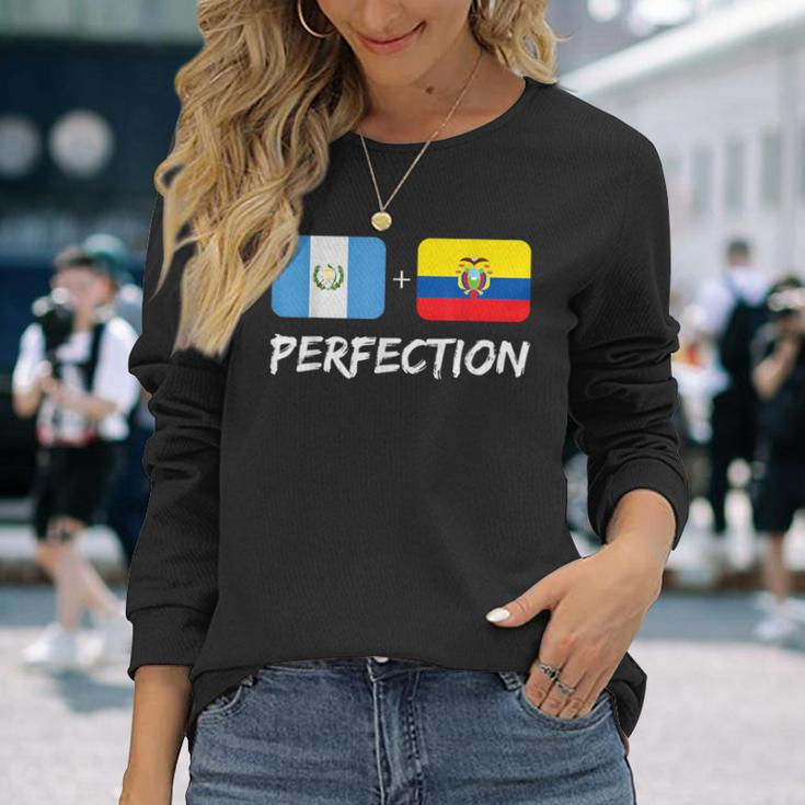 Guatemalan Plus Ecuadorian Perfection Mix Flag Heritage Long Sleeve T-Shirt Gifts for Her