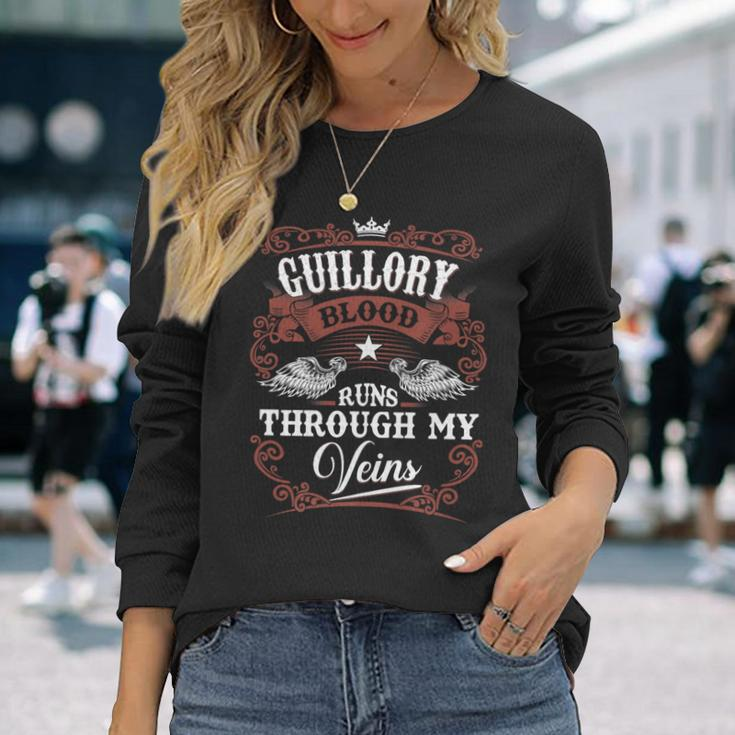 Guillory Blood Runs Through My Veins Vintage Family Name Long Sleeve T-Shirt Gifts for Her