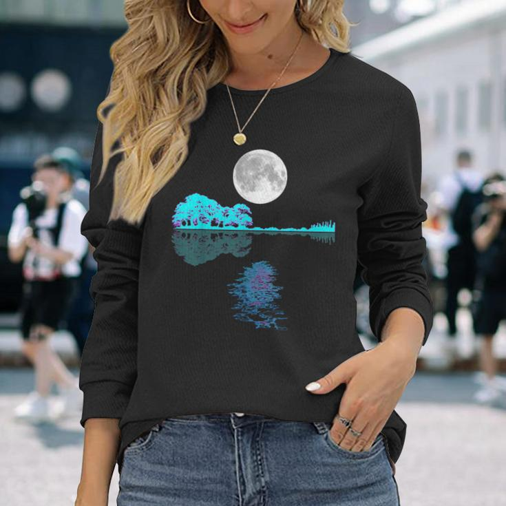 Guitar Lake Shadow Love Guitar Musician Guitar Graphic Long Sleeve T-Shirt Gifts for Her