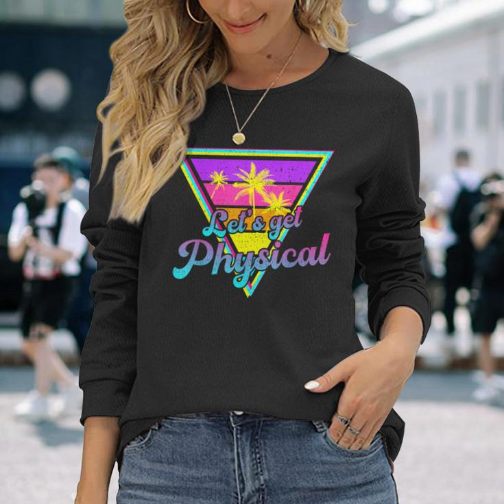 Gym Let's Get Physical Workouts Lover Fitness Sunset Vintage Long Sleeve T-Shirt Gifts for Her