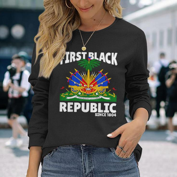 Haiti Heritage Since 1804 Proud Zoe Happy Haitian Flag Day Long Sleeve T-Shirt Gifts for Her