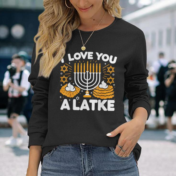 Hanukkah I Love You A Latke Pajamas Chanukah Hanukkah Pjs Long Sleeve T-Shirt Gifts for Her