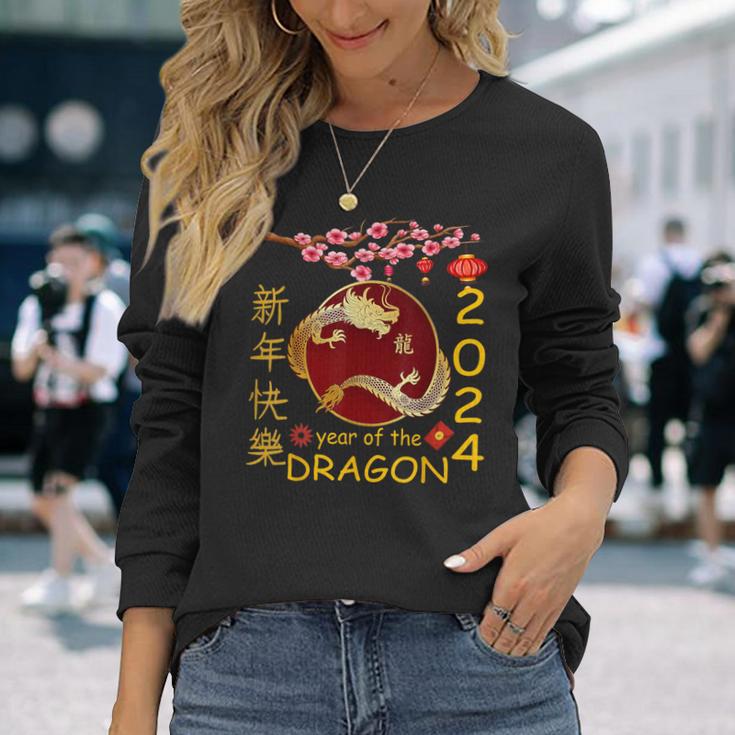 Happy Chinese New Year 2024 Lunar New Year Dragon Long Sleeve T-Shirt Gifts for Her