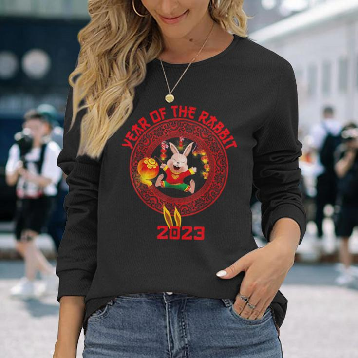 Happy Lunar New Year 2023 Cute Chinese Rabbit Decorations Long Sleeve T-Shirt Gifts for Her