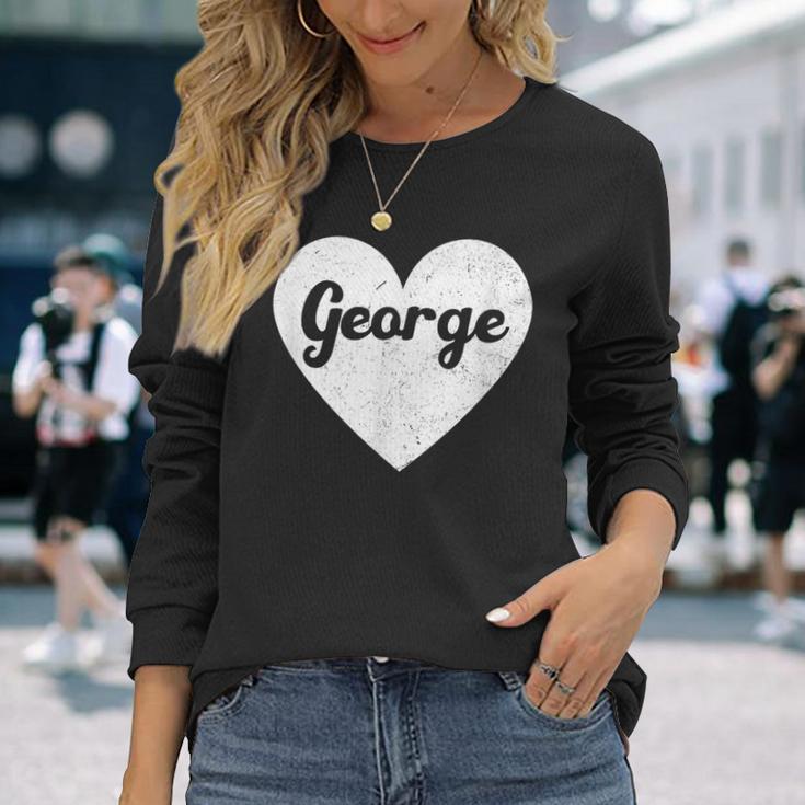 I Heart George First Names And Hearts I Love George Long Sleeve T-Shirt Gifts for Her