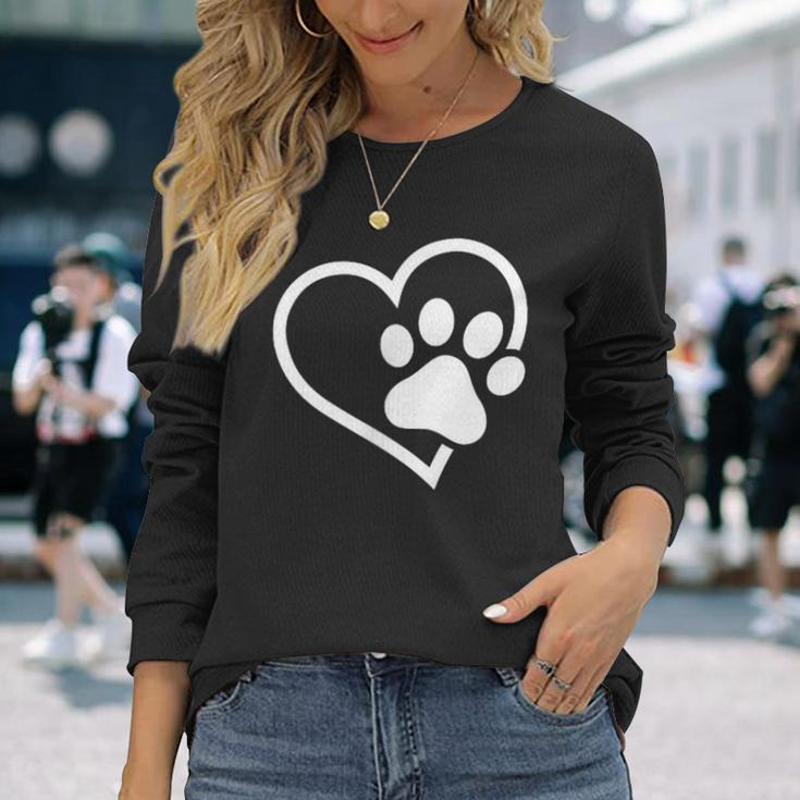 Heart With Paw For Cat Or Dog Lovers Long Sleeve T-Shirt Gifts for Her
