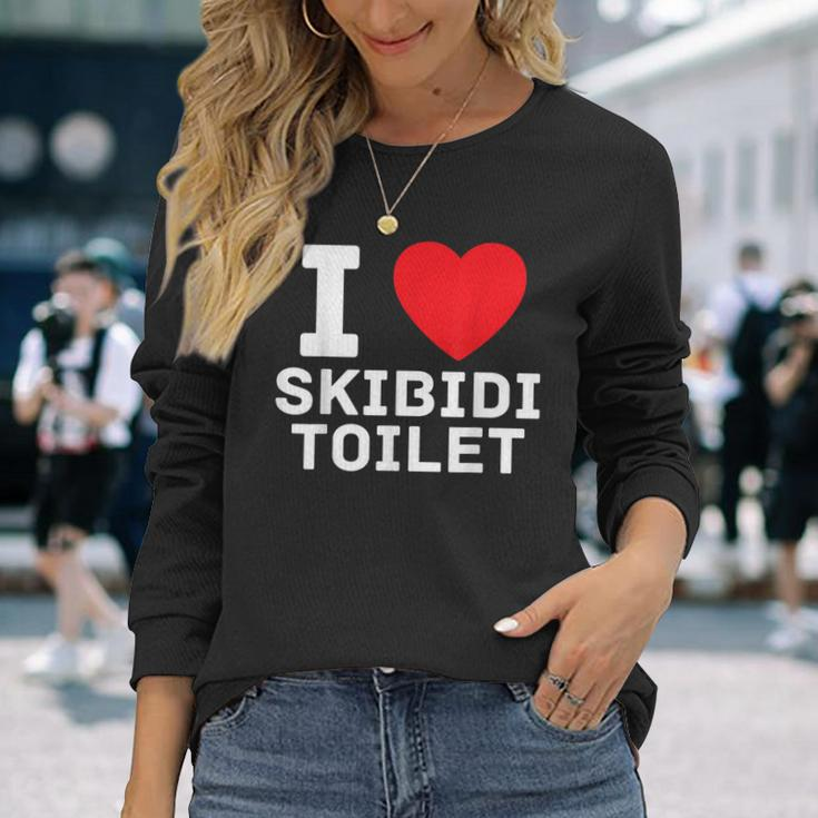 I Heart Skibidi Toilet I Love Skibidi Toilet Long Sleeve T-Shirt Gifts for Her