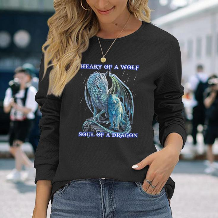 Heart Of Wolf Soul Of A Dragon Long Sleeve T-Shirt Gifts for Her