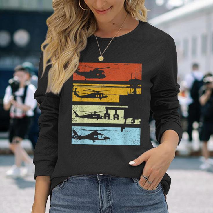 Helicopterintage Helicopter Pilot Langarmshirts Geschenke für Sie