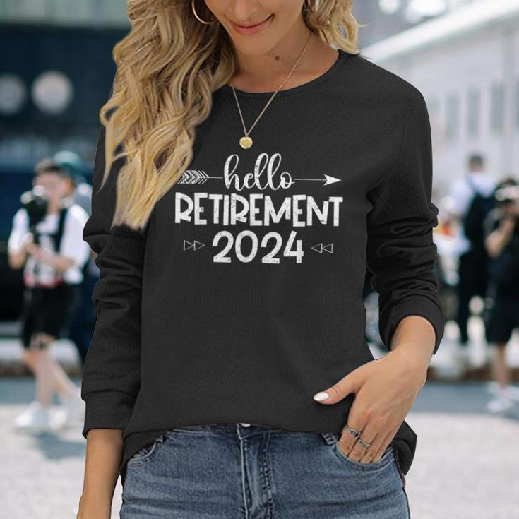 Hello Retirement 2024 Retired Squad Party Coworker Women Long Sleeve T-Shirt Gifts for Her