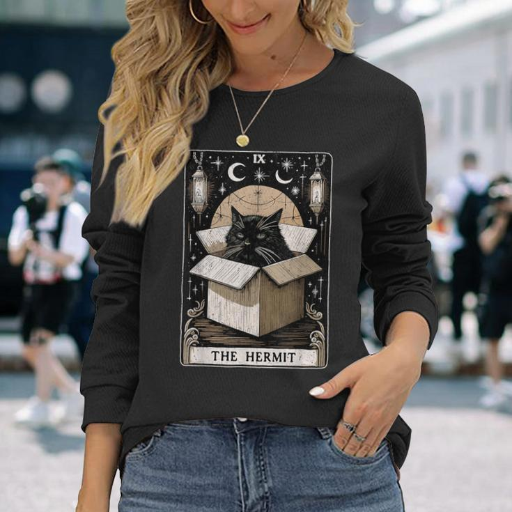 The Hermit Tarot Card Cat Lover Cat Long Sleeve T-Shirt Gifts for Her