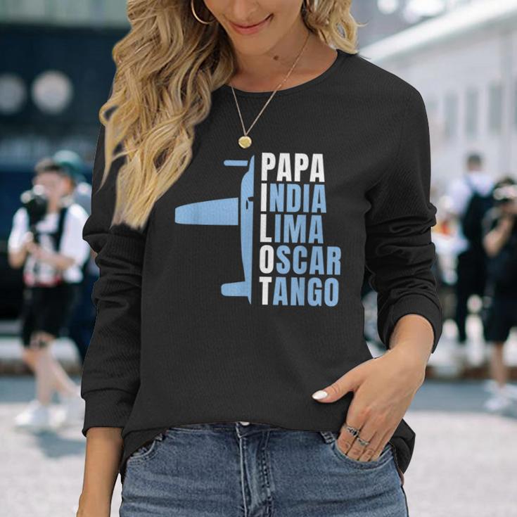 Herren Papa Pilot Phonetisches Alphabet Für Papa Pilotenater Flieger Langarmshirts Geschenke für Sie