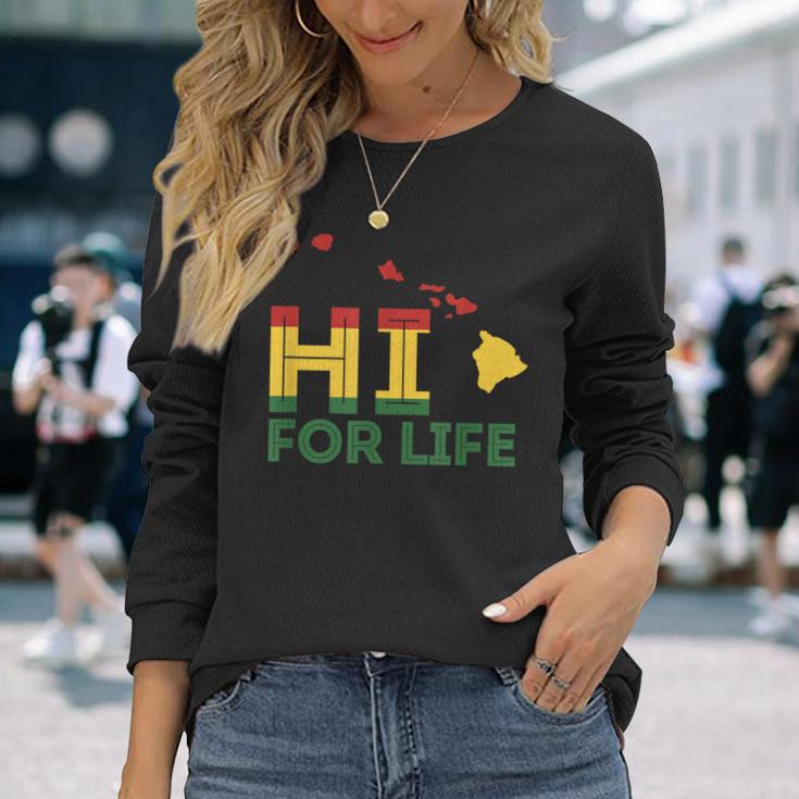 Hi For Life Rasta Hawaii Island Rastafari Reggae Long Sleeve T-Shirt Gifts for Her