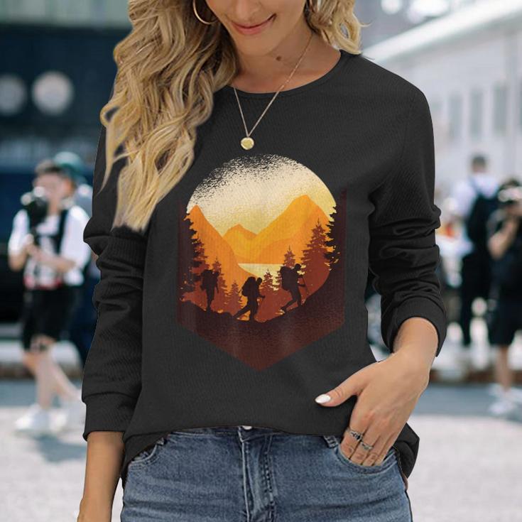 Hiking Mountaineering Forest Retro Vintage Long Sleeve T-Shirt Gifts for Her