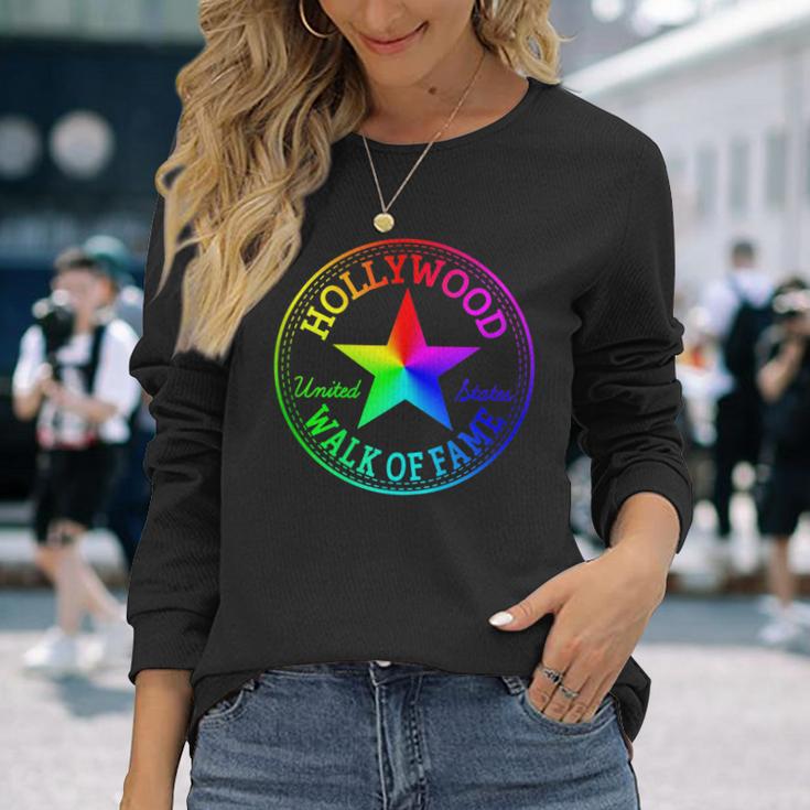 Hollywood Walk Of Fame Los Angeles Usa Surfer Streetwear Long Sleeve T-Shirt Gifts for Her