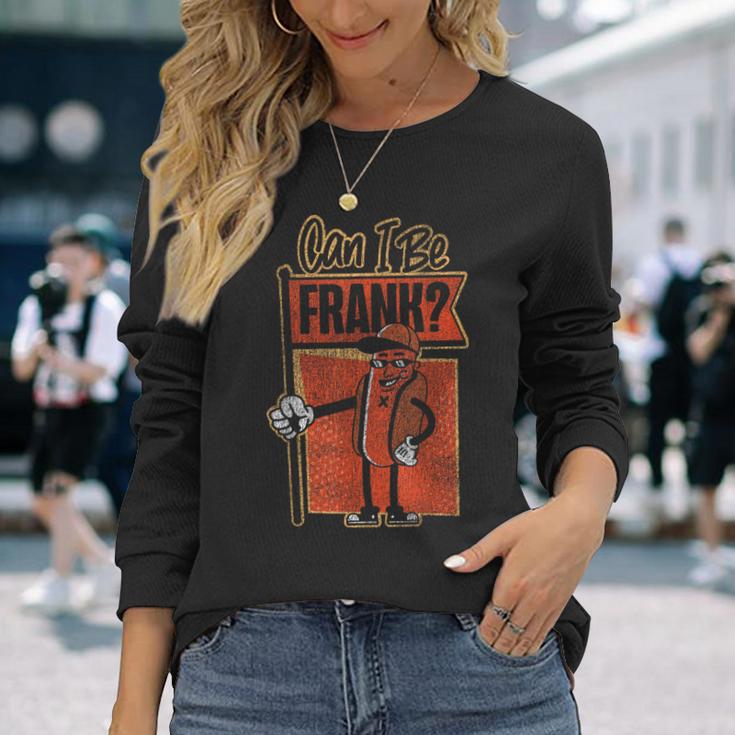 Hot Dog Adult Pun Vintage Can I Be Frank Long Sleeve T-Shirt Gifts for Her