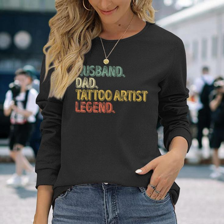 Husband Dad Tattoo Artist Legend Father's Day Long Sleeve T-Shirt Gifts for Her