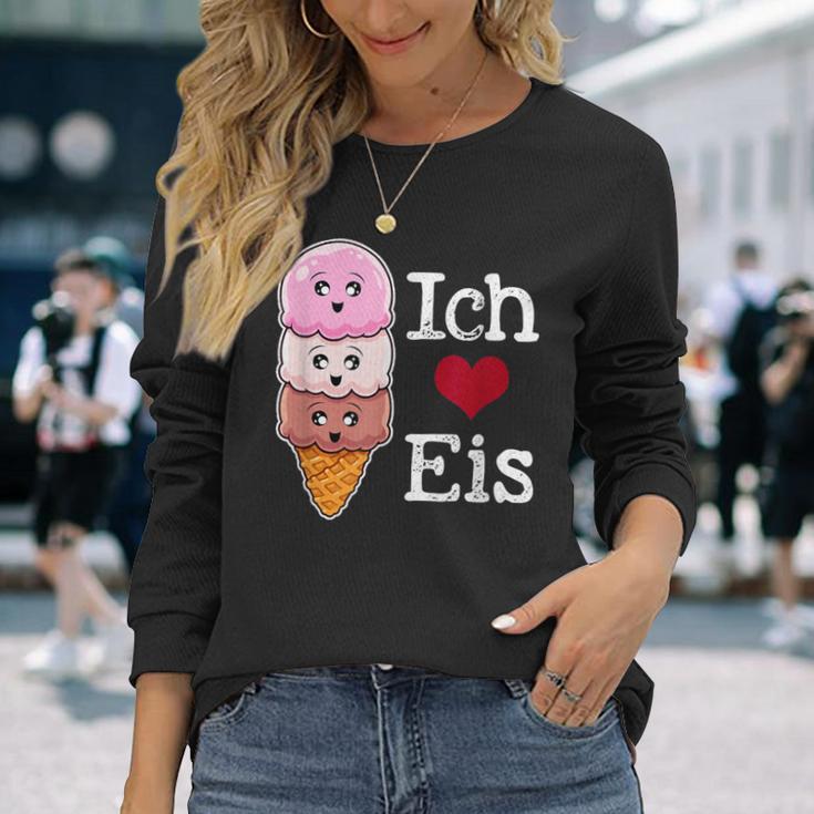 Ich Liebe Eiscreme In Waffle Horn Ice Balls Langarmshirts Geschenke für Sie