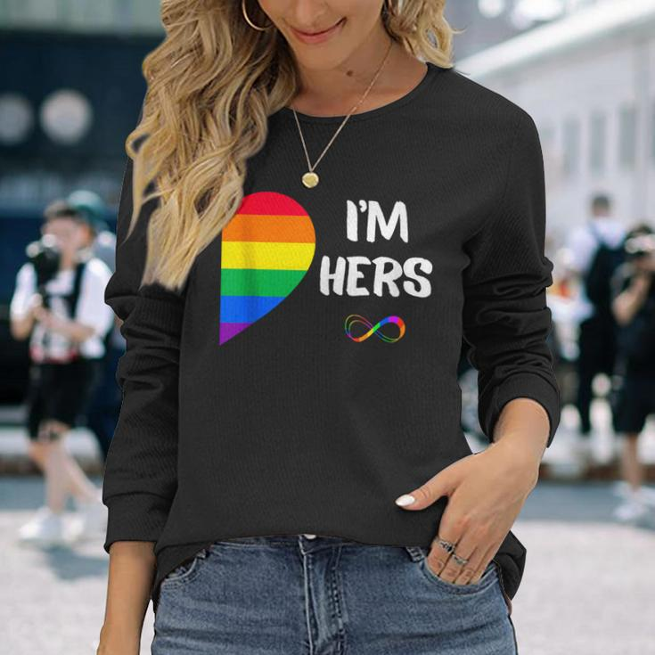 I'm Hers Shes Mine Lesbian Couples Matching Lgbt Pride Flag Long Sleeve T-Shirt Gifts for Her