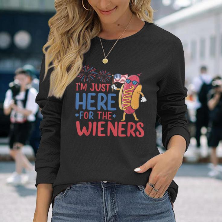 I'm Just Here For The Wieners Patriotic 4Th Of July Long Sleeve T-Shirt Gifts for Her