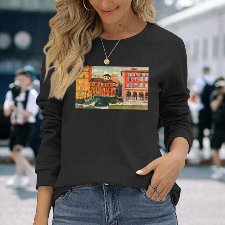 Italian Street View Artist Sketch Long Sleeve T-Shirt Gifts for Her