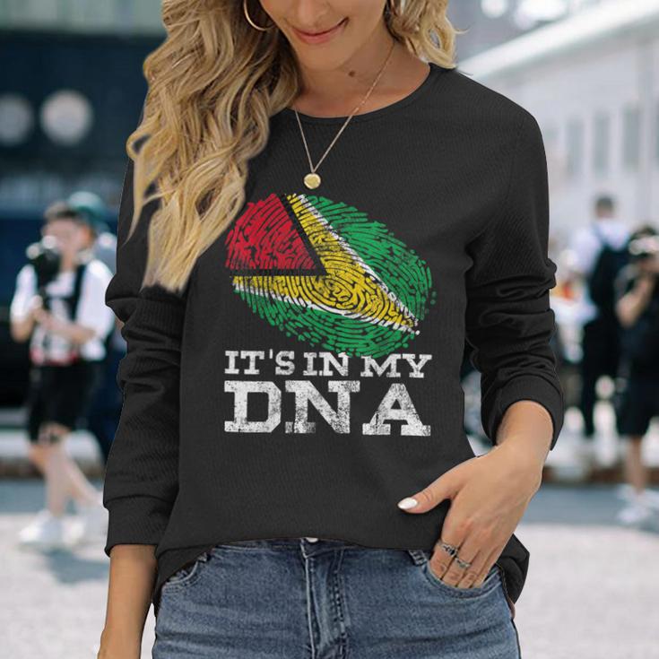 It's In My Dna Guyana Country Flag Genes Vintage Guyanese Long Sleeve T-Shirt Gifts for Her